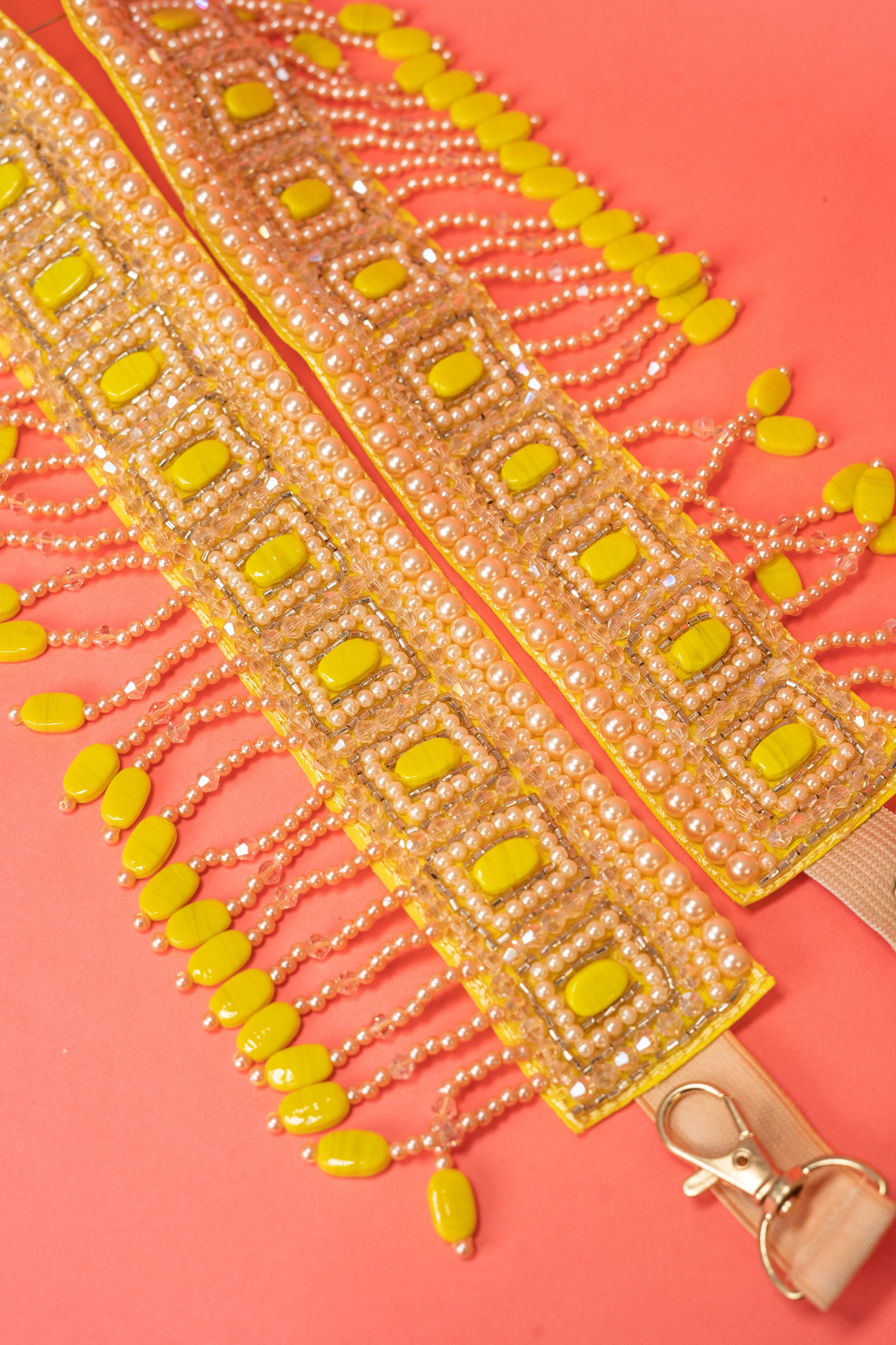 Emerald hand embroidered waist belt